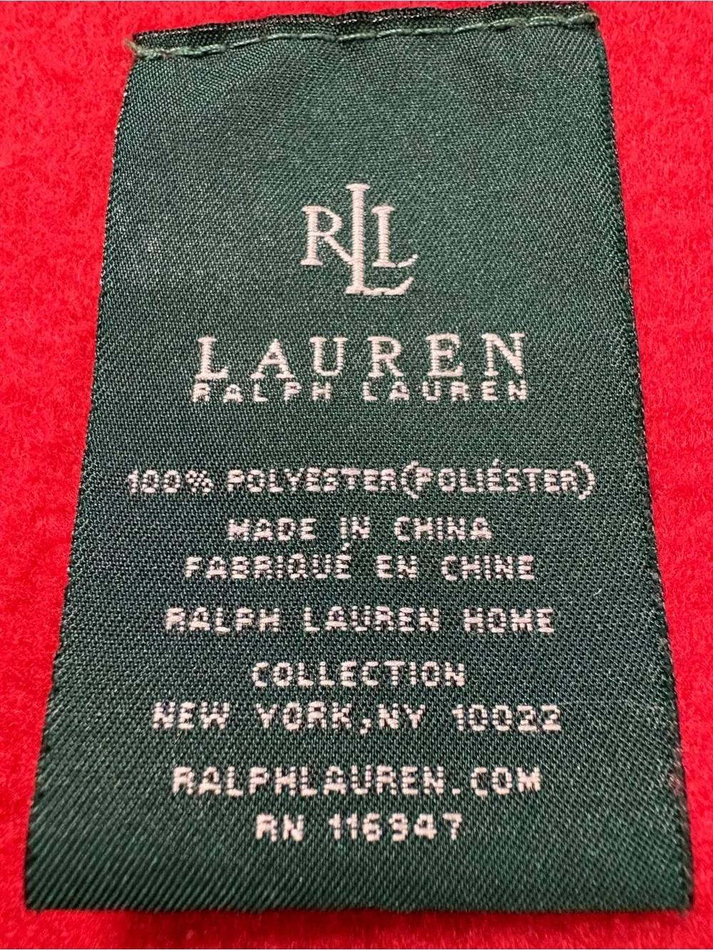 Polo Ralph Lauren Fleece  Polo Bear Red Wool Blanket with Contrast Stitching